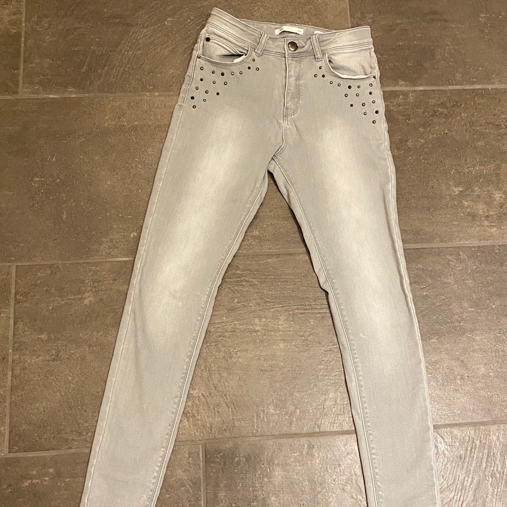IKKS Light Grey Studded Jeans